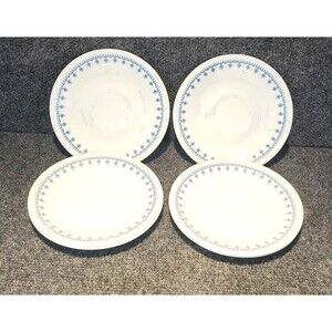 Corelle Livingware by Corning 6.25” Saucer - Lot of 6-  Snowflake Garland Blue